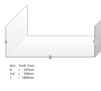 ALU SCHLEUSE  U-Profil  2mm    255/1400 [ Verlängerung ]