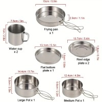 8-teiliges Edelstahl-Camping-Kochgeschirr-Set