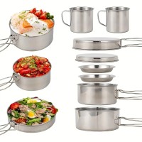 8-teiliges Edelstahl-Camping-Kochgeschirr-Set