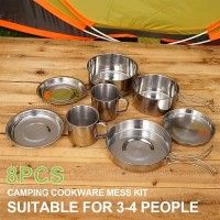 8-teiliges Edelstahl-Camping-Kochgeschirr-Set