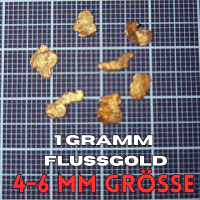 Extrem selten !  1 g Piemont-Goldnuggets (4–6 mm)